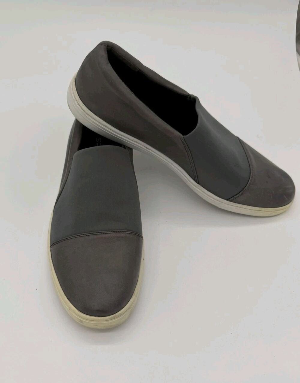 Via Spiga Shoes Womens Size 9 Gray Leather Slip On Flats Casual Comfort